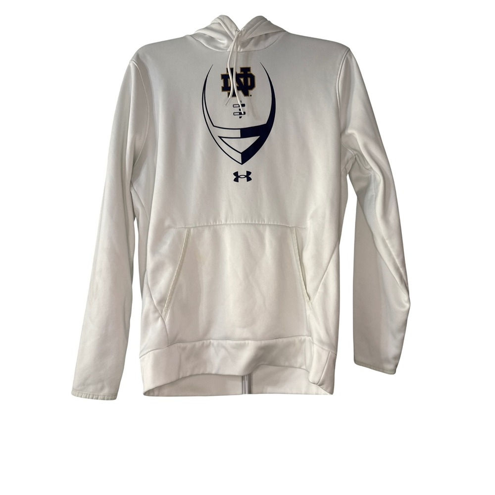 Under Armour Notre Dame Fighting Irish Hoodie White Football Graphic Mens L